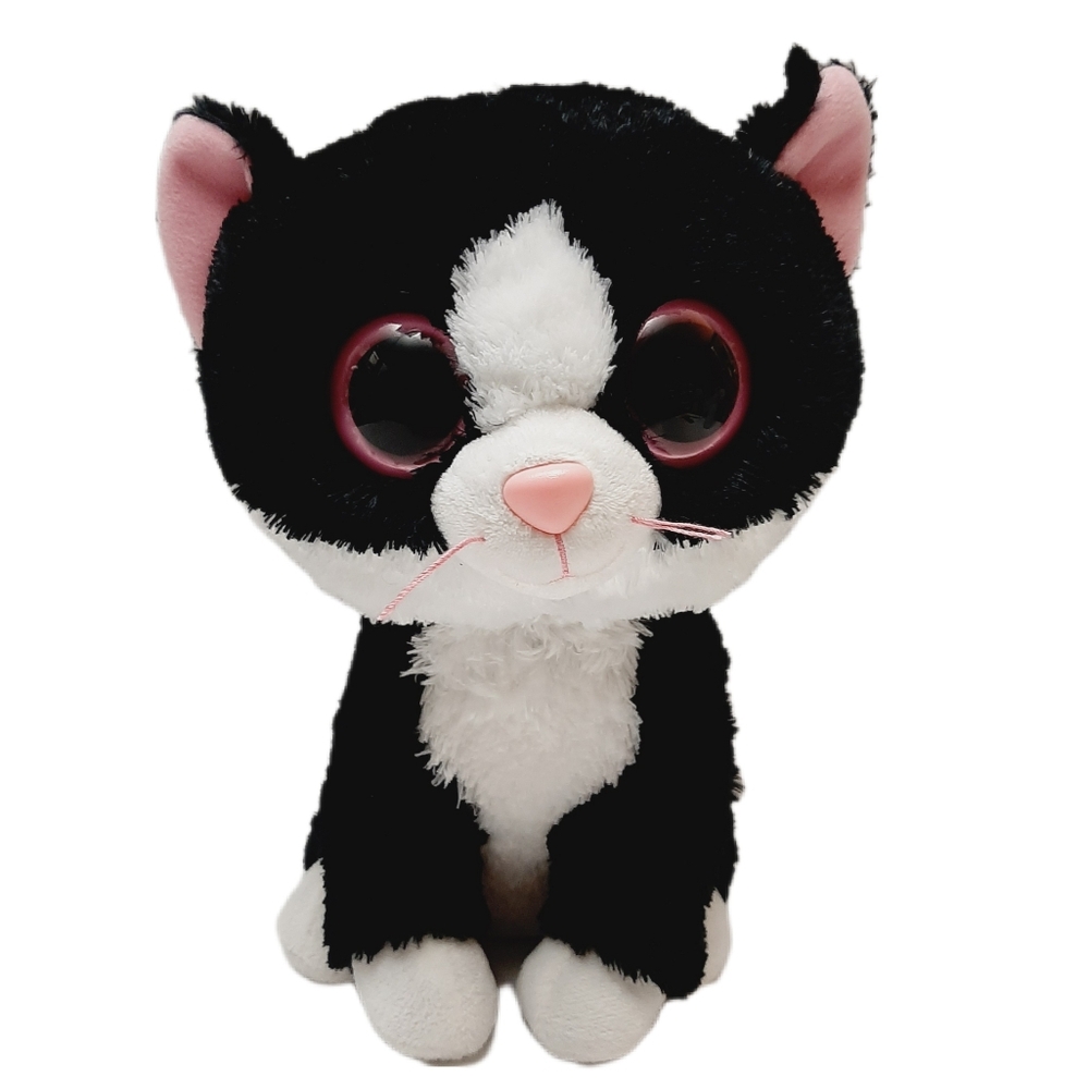 🍒 TY Beanie Baby Boos 9" Pepper B&W Kitty Cat Solid Eyes Plush Soft Kids Toy